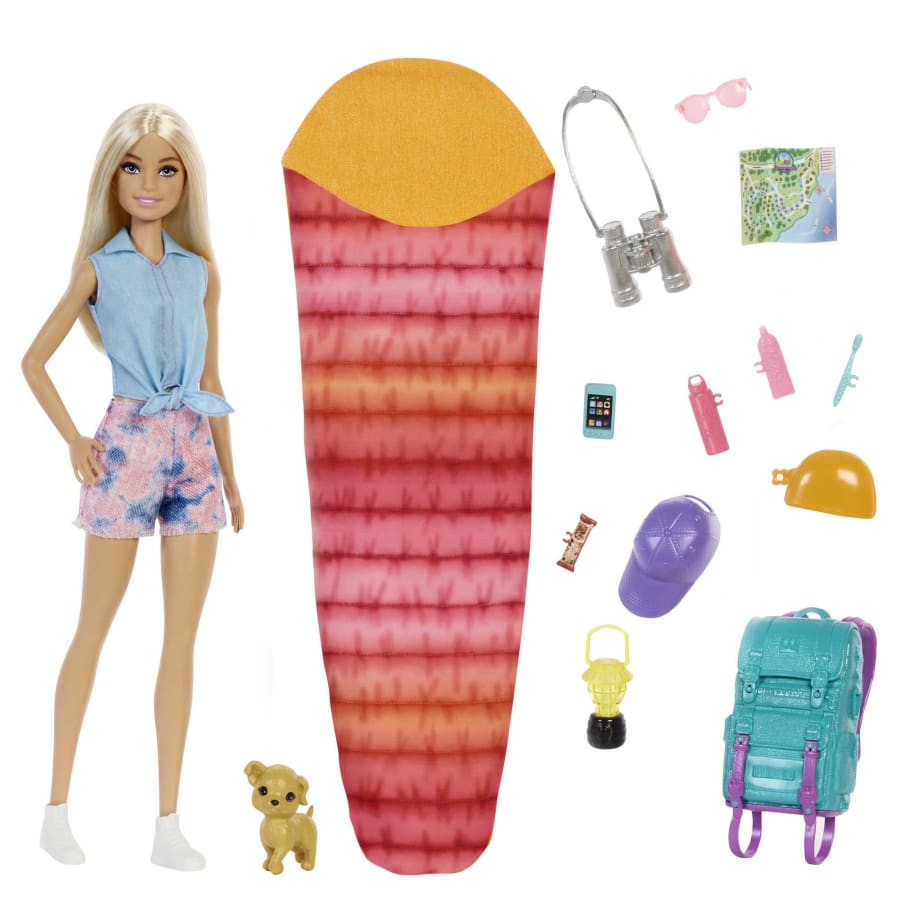 Barbie Doll with Surfboard and Puppy, Poseable Brunette Barbie Beach Doll 
